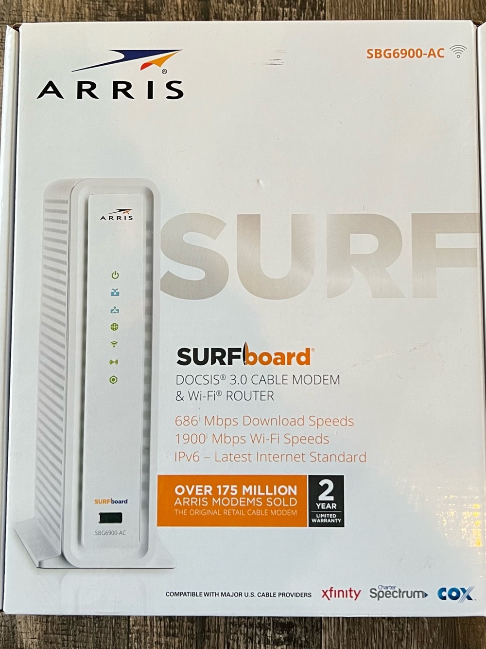ARRIS White SURFboard SBG6900-AC Cable Modem + Wi‑Fi Router
